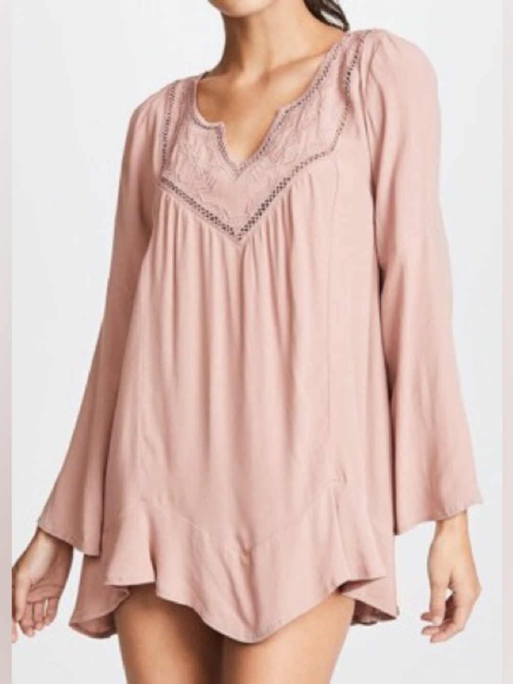 l*space Dusty Pearl Northern Star Lace-Trim Tunic Top